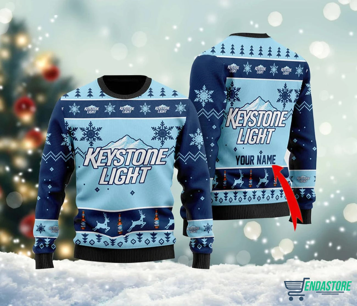 Personalized Name Keystone Light 3D Christmas Sweater - Holiday Gift product image