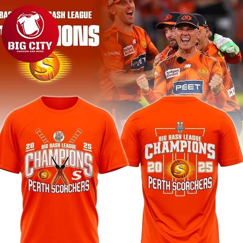 Perth Scorchers 2025 Big Bash League Champions Two - Adult & Kids T-Shirts, Sweatshirts & Hoodies apparel design preview 1