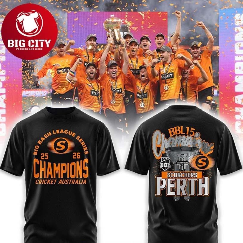 Perth Scorchers BBL Champions 2025-2026 Cricket Two - Adult & Kids T-Shirts, Sweatshirts & Hoodies apparel design preview 1