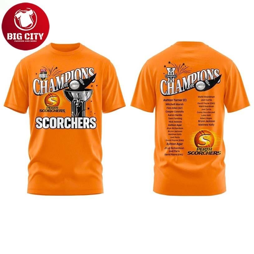 Perth Scorchers BBL Champions 2026 Two Sided - Adult & Kids T-Shirts, Sweatshirts & Hoodies apparel design preview 1