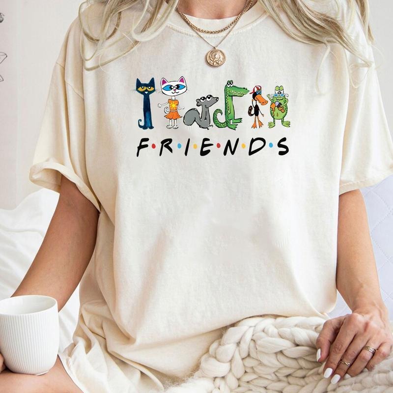 Pete Cat Friends 'S Good Day Teach Tiny Humans - Adult & Kids T-Shirts, Sweatshirts & Hoodies apparel design preview 1