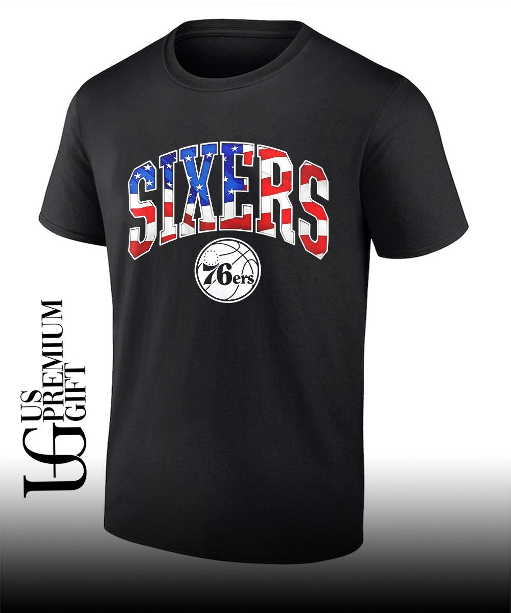 Philadelphia 76ers Sixers American flag NBA - Adult & Kids T-Shirts, Sweatshirts & Hoodies apparel design preview 1