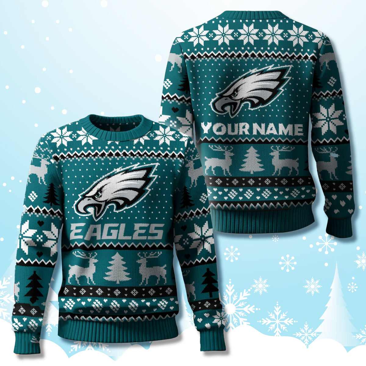 Philadelphia Eagle Personalized 3D Ugly Christmas Sweater - Holiday Gift product image