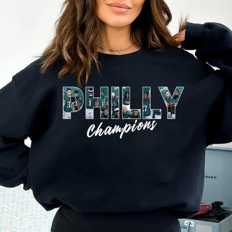 Philadelphia Football Champions Players Typo Philly - Adult & Kids T-Shirts, Sweatshirts & Hoodies apparel design preview 1