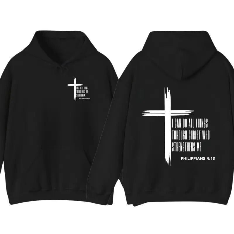 Philippians 4:13 Inspiring Christian Cross Scripture - Adult & Kids T-Shirts, Sweatshirts & Hoodies apparel design preview 1