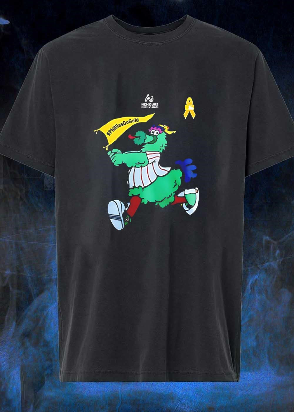 Phillies Go Gold Nemours Children's Health Mascot - Adult & Kids T-Shirts, Sweatshirts & Hoodies apparel design preview 1