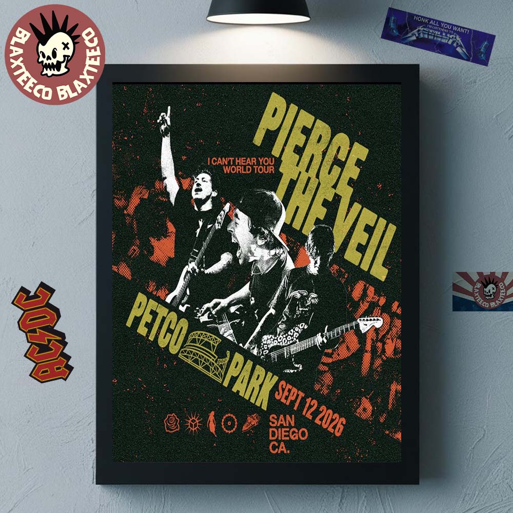 Pierce The Veil I Can't Hear You World Tour 2026 San - Adult & Kids T-Shirts, Sweatshirts & Hoodies apparel design preview 1
