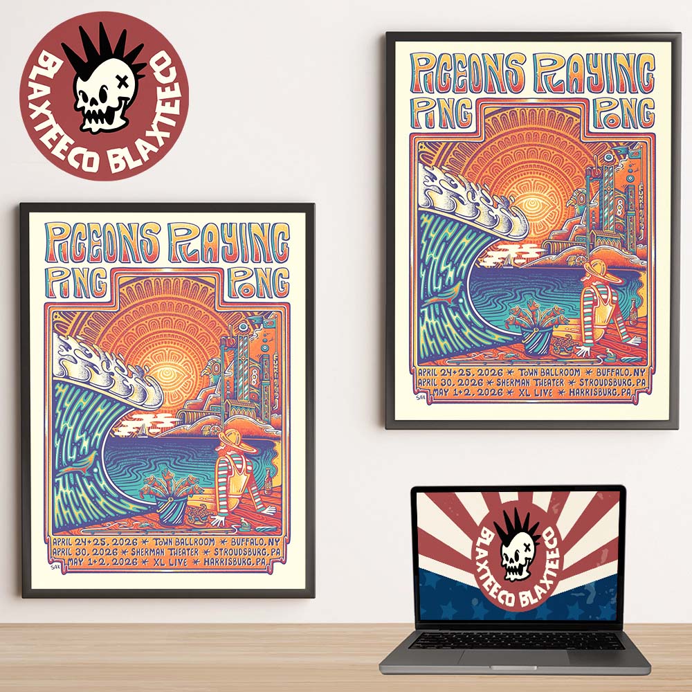 Pigeons Playing Ping Pong Upcoming Shows Poster In - Adult & Kids T-Shirts, Sweatshirts & Hoodies apparel design preview 1