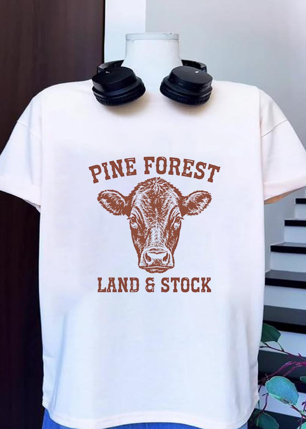 Pine Forest Land Stock Cow - Adult & Kids T-Shirts, Sweatshirts & Hoodies apparel design preview 1