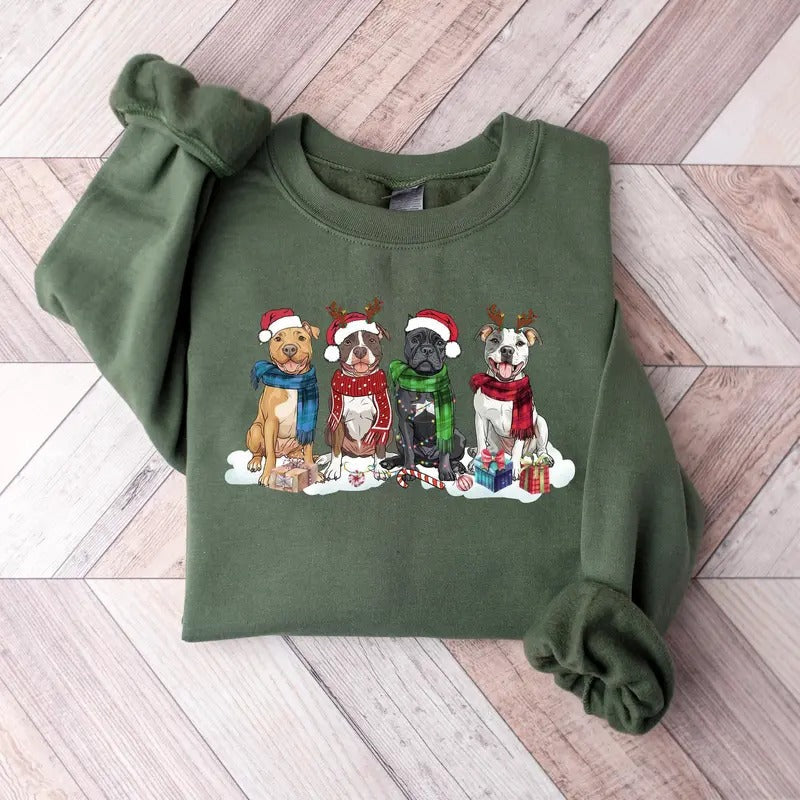 Pitbull Dog Owner Mom Xmas - Adult & Kids T-Shirts, Sweatshirts & Hoodies apparel design preview 1