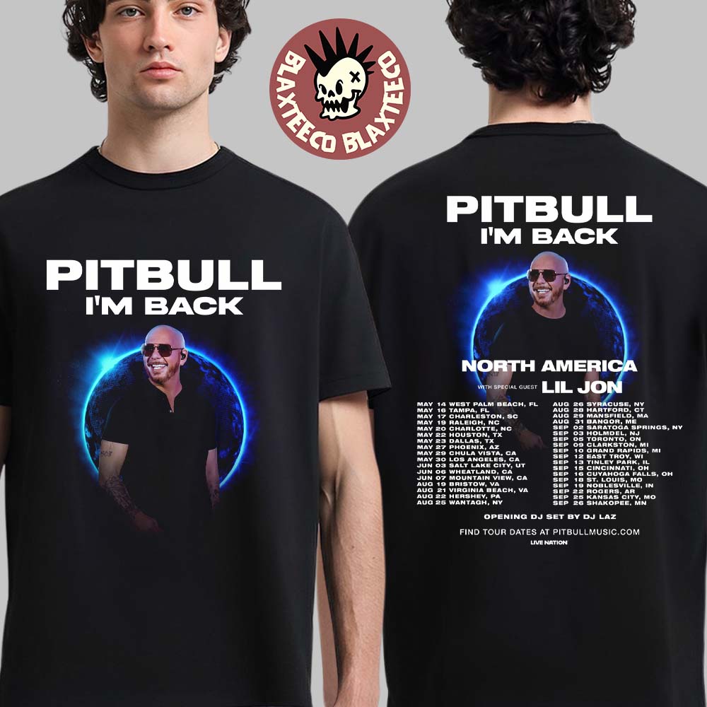 Pitbull I'm Back North America Tour 2026 City Dates - Adult & Kids T-Shirts, Sweatshirts & Hoodies apparel design preview 1