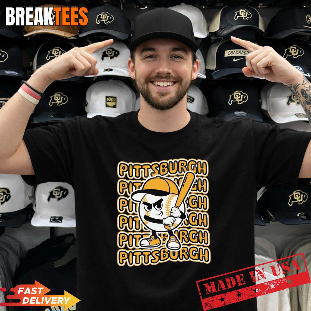 Pittsburgh Baseball Retro Mascot - Adult & Kids T-Shirts, Sweatshirts & Hoodies apparel design preview 1