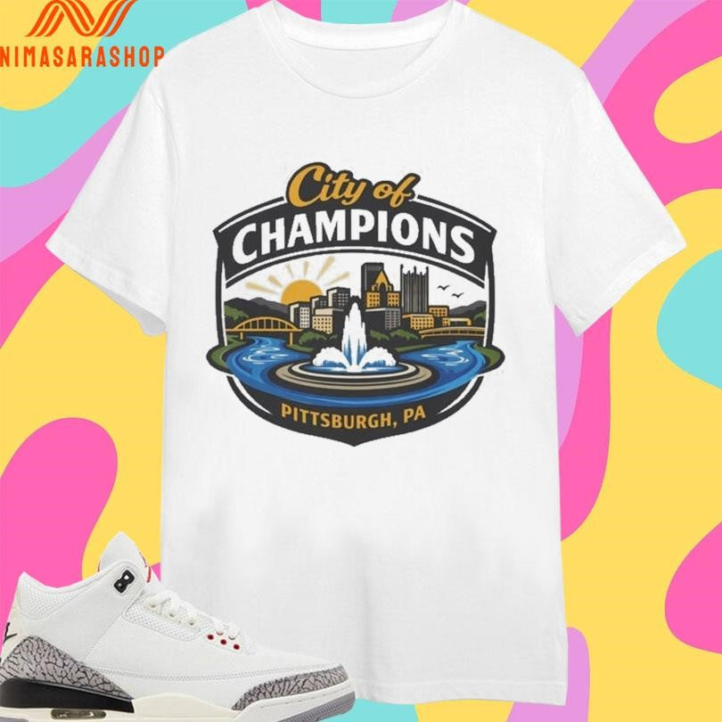 Pittsburgh City Of Champions Pa Skyline Fountain Pitt - Adult & Kids T-Shirts, Sweatshirts & Hoodies apparel design preview 1