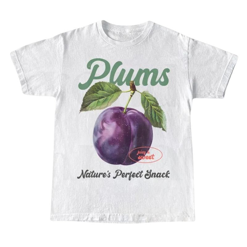 Plums Retro Vintage 90s Sweet Fruits Label Commercial - Adult & Kids T-Shirts, Sweatshirts & Hoodies apparel design preview 1
