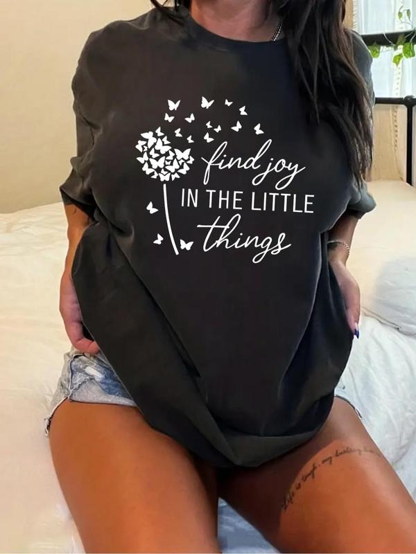 Plus Size Butterfly Letter Print Round Neck Casual - Adult & Kids T-Shirts, Sweatshirts & Hoodies apparel design preview 1