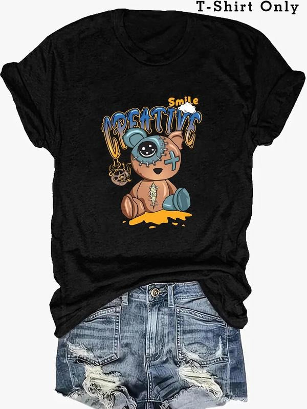 Plus Size Cartoon Bear Letter Print Round Neck Casual - Adult & Kids T-Shirts, Sweatshirts & Hoodies apparel design preview 1