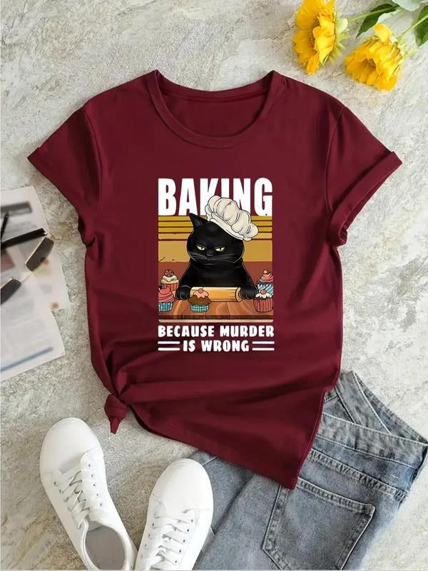 Plus Size Cartoon Cat Letter Print Round Neck Casual - Adult & Kids T-Shirts, Sweatshirts & Hoodies apparel design preview 1