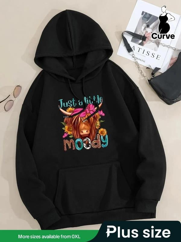 Plus Size Cartoon Cow Letter Print Drop Shoulder - Adult & Kids T-Shirts, Sweatshirts & Hoodies apparel design preview 1