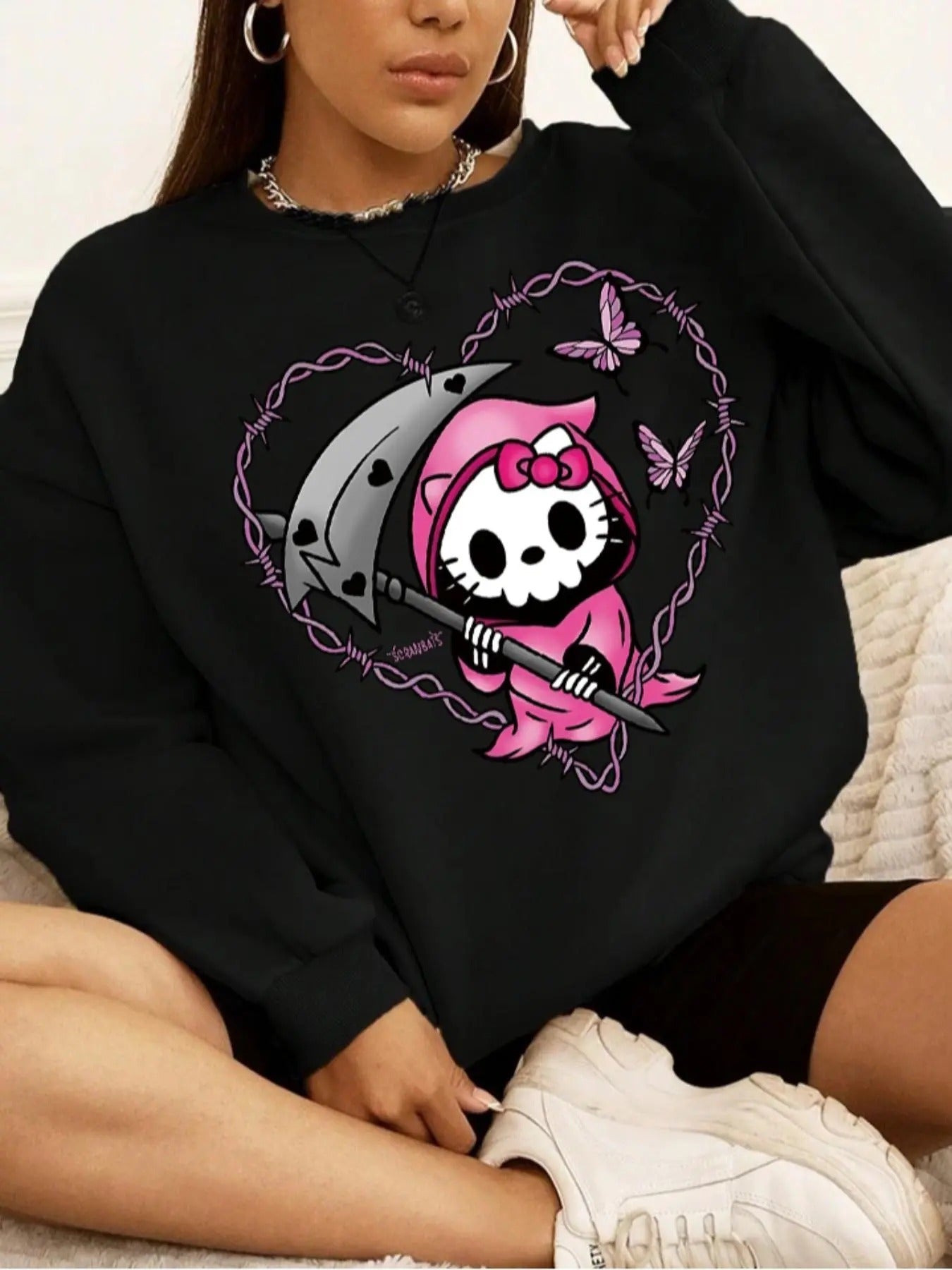 Plus Size Cartoon Print Round Neck Casual Drop - Adult & Kids T-Shirts, Sweatshirts & Hoodies apparel design preview 1