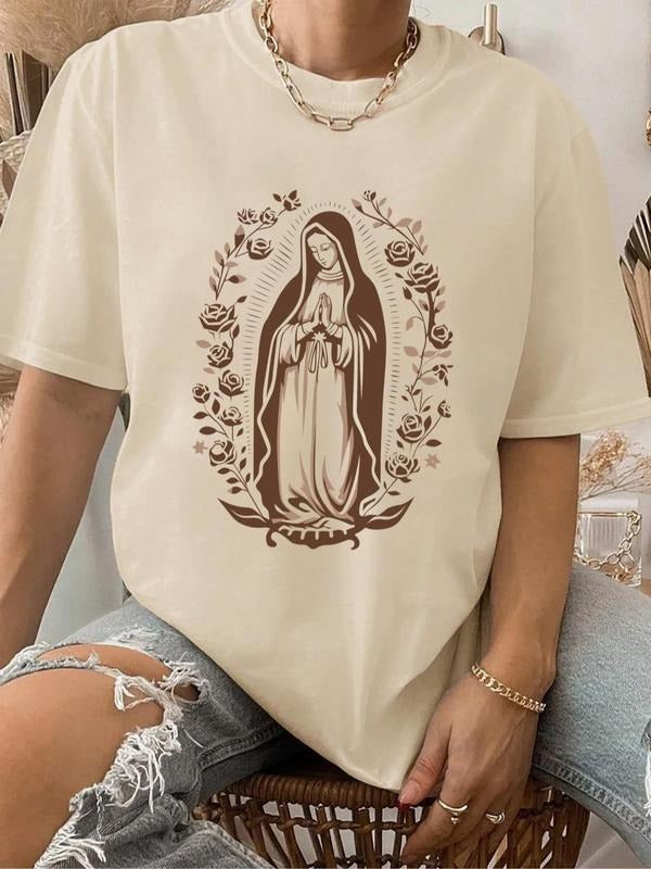 Plus Size Figure Floral Print Drop Shoulder Round - Adult & Kids T-Shirts, Sweatshirts & Hoodies apparel design preview 1