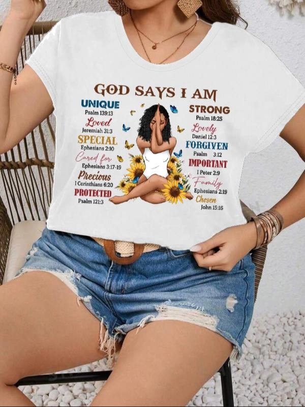 Plus Size Figure Letter Print Round Neck Casual Crew - Adult & Kids T-Shirts, Sweatshirts & Hoodies apparel design preview 1