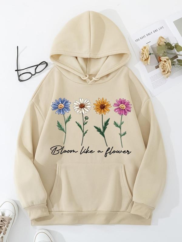 Plus Size Floral Letter Print Drop Shoulder Casual - Adult & Kids T-Shirts, Sweatshirts & Hoodies apparel design preview 1