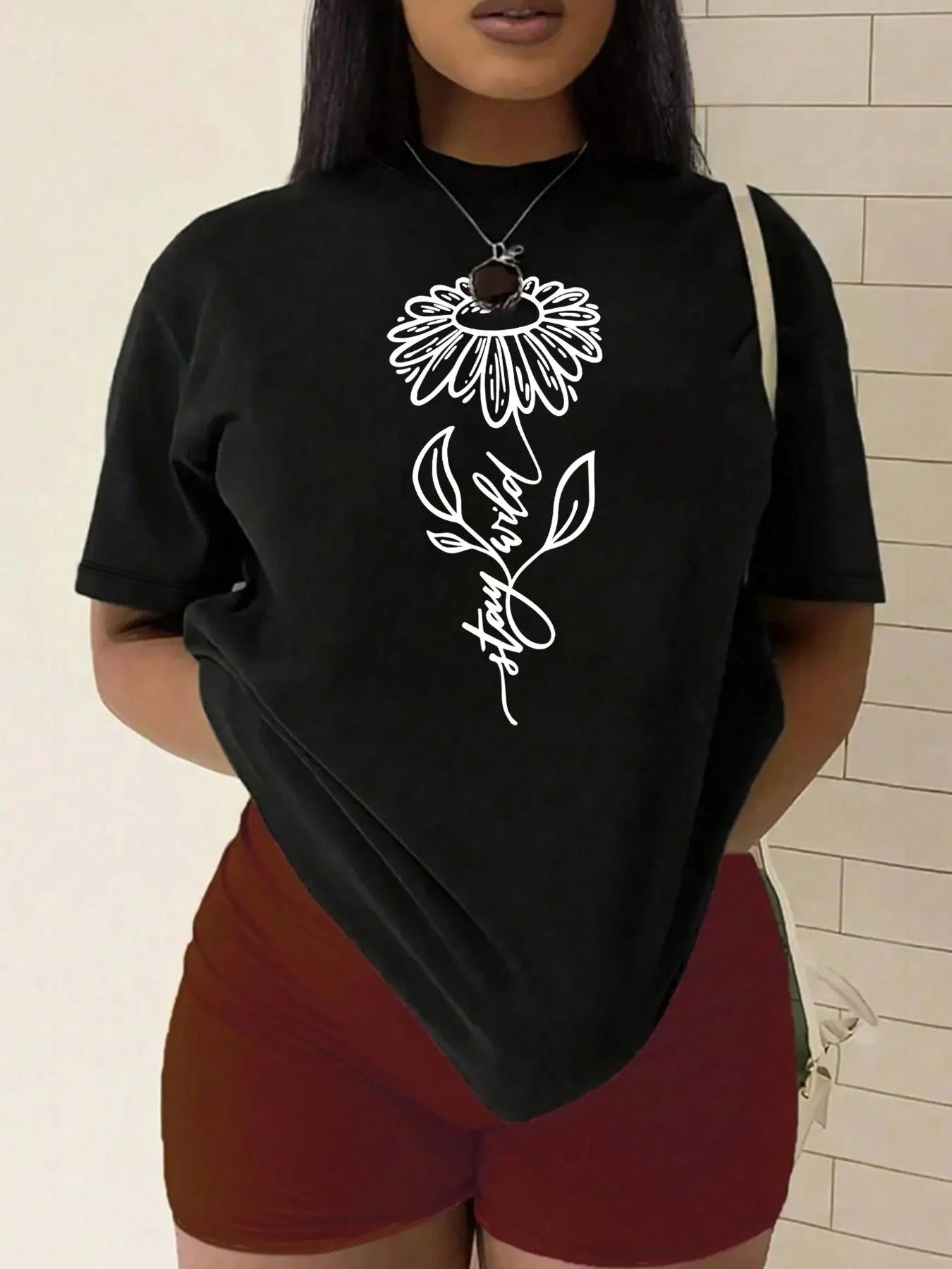 Plus Size Floral Letter Print Round Neck Casual Crew - Adult & Kids T-Shirts, Sweatshirts & Hoodies apparel design preview 1