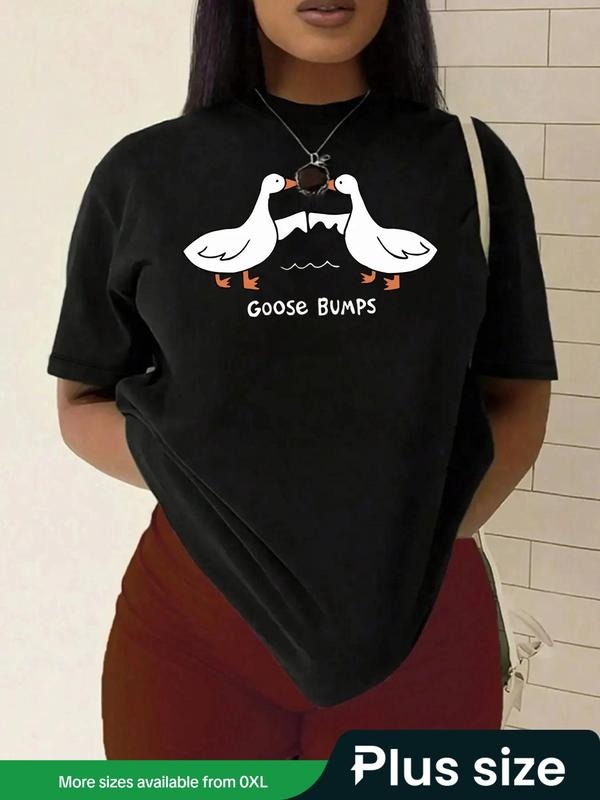 Plus Size Goose Print Round Neck Casual Crew Short - Adult & Kids T-Shirts, Sweatshirts & Hoodies apparel design preview 1
