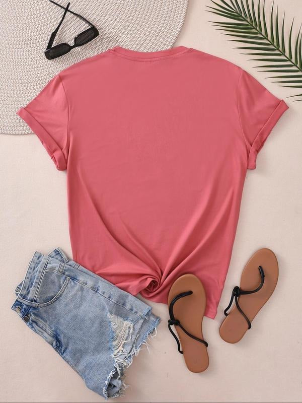Plus Size Heart Letter Print Round Neck Casual Short - Adult & Kids T-Shirts, Sweatshirts & Hoodies apparel design preview 1