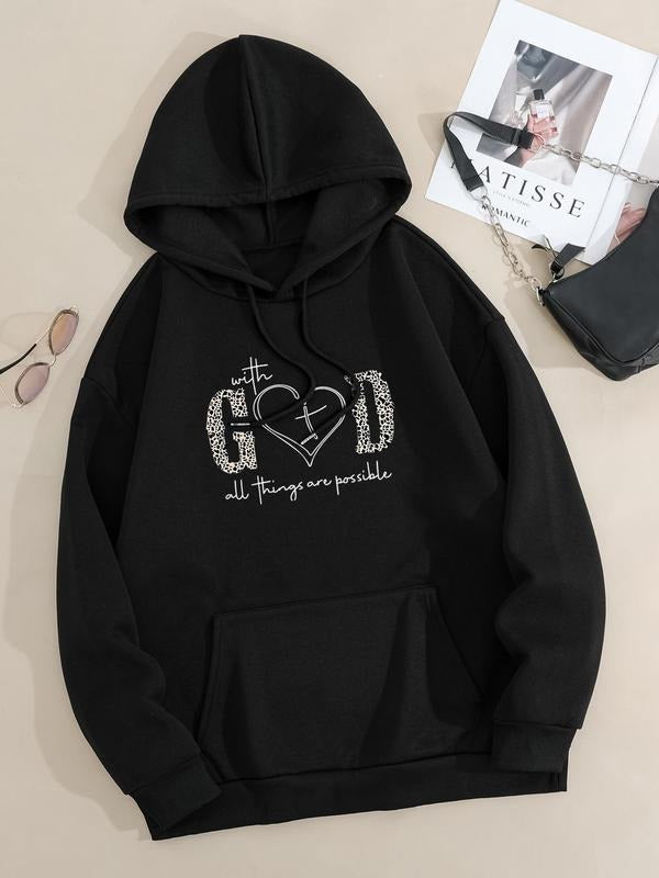 Plus Size Leopard Letter Print Drop Shoulder Casual - Adult & Kids T-Shirts, Sweatshirts & Hoodies apparel design preview 1