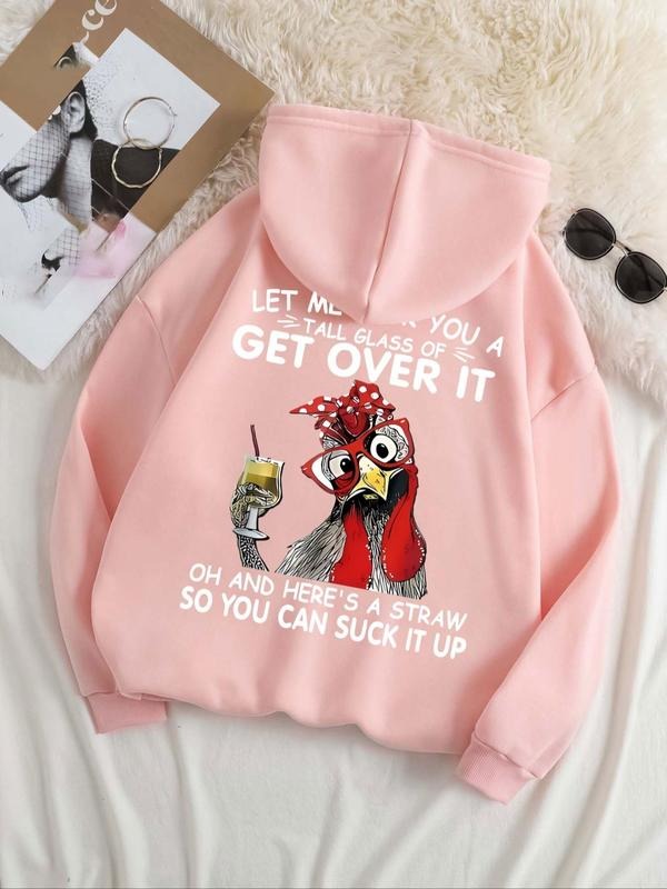 Plus Size Letter Chicken Print Drop Shoulder Casual - Adult & Kids T-Shirts, Sweatshirts & Hoodies apparel design preview 1