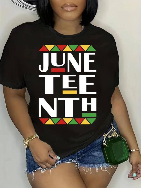 Plus Size Letter Geometric Print Round Neck Casual - Adult & Kids T-Shirts, Sweatshirts & Hoodies apparel design preview 1