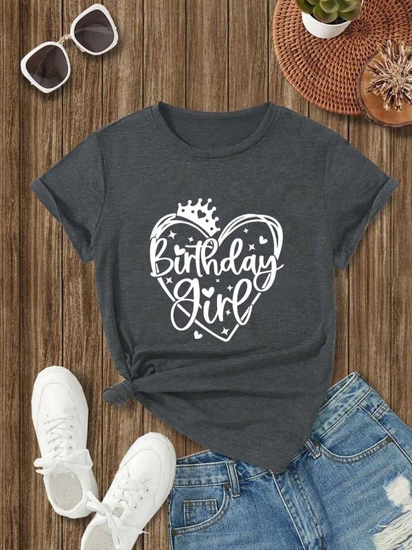Plus Size Letter Heart Print Round Neck Casual Short - Adult & Kids T-Shirts, Sweatshirts & Hoodies apparel design preview 1