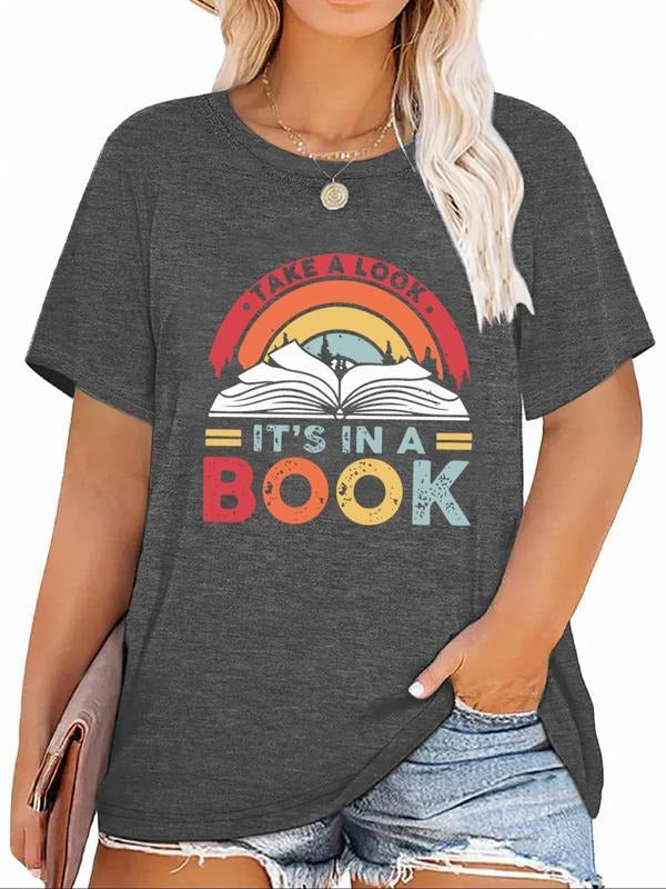 Plus Size Letter Round Neck Casual Rainbow Book Print - Adult & Kids T-Shirts, Sweatshirts & Hoodies apparel design preview 1