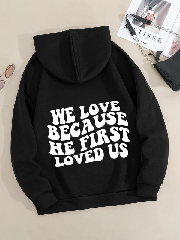 Plus Size Letter Print Drawstring Pocket Casual Drop - Adult & Kids T-Shirts, Sweatshirts & Hoodies apparel design preview 1