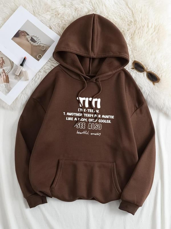 Plus Size Letter Print Drop Shoulder Drawstring - Adult & Kids T-Shirts, Sweatshirts & Hoodies apparel design preview 1