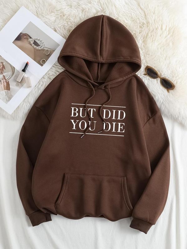 Plus Size Letter Print Drop Shoulder Drawstring - Adult & Kids T-Shirts, Sweatshirts & Hoodies apparel design preview 1
