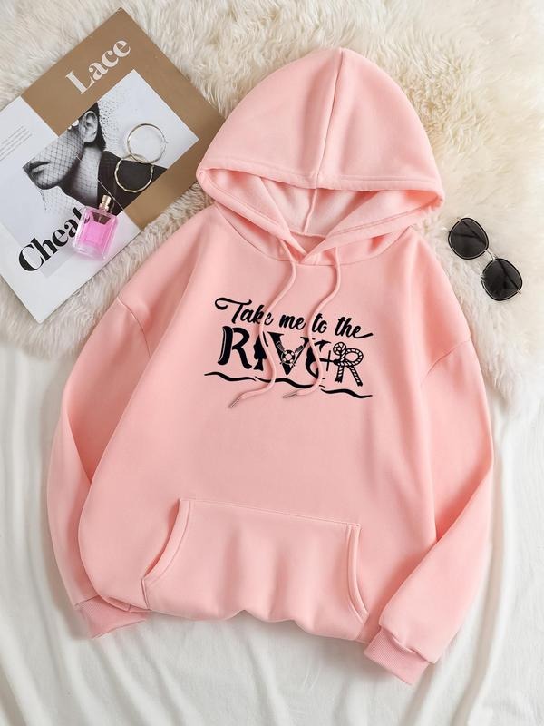 Plus Size Letter Print Drop Shoulder Drawstring - Adult & Kids T-Shirts, Sweatshirts & Hoodies apparel design preview 1