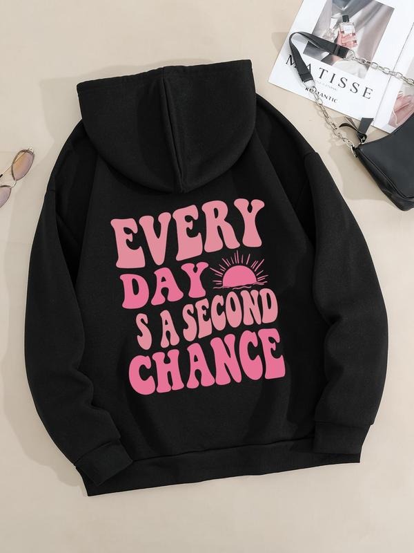 Plus Size Letter Print Drop Shoulder Drawstring - Adult & Kids T-Shirts, Sweatshirts & Hoodies apparel design preview 1