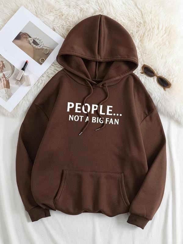 Plus Size Letter Print Drop Shoulder Drawstring - Adult & Kids T-Shirts, Sweatshirts & Hoodies apparel design preview 1