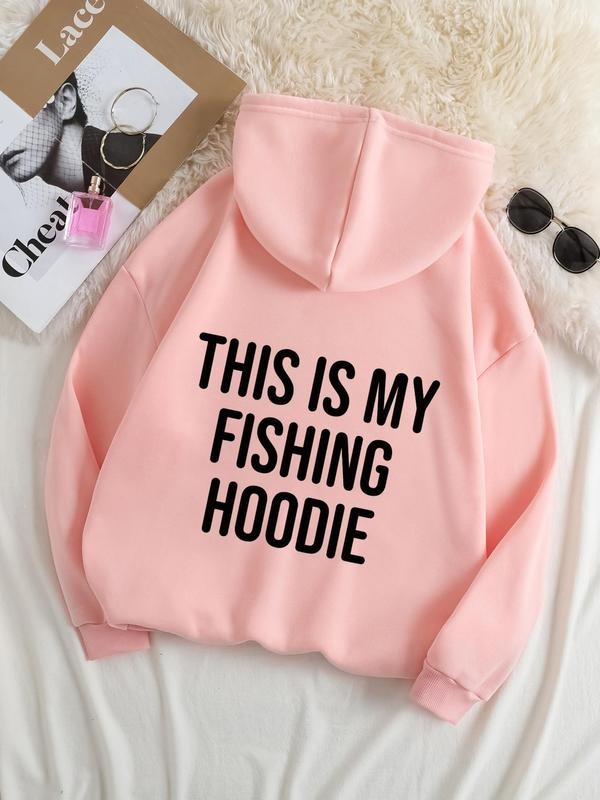 Plus Size Letter Print Drop Shoulder Drawstring - Adult & Kids T-Shirts, Sweatshirts & Hoodies apparel design preview 1