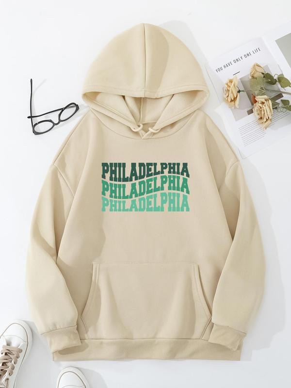 Plus Size Letter Print Drop Shoulder Drawstring - Adult & Kids T-Shirts, Sweatshirts & Hoodies apparel design preview 1