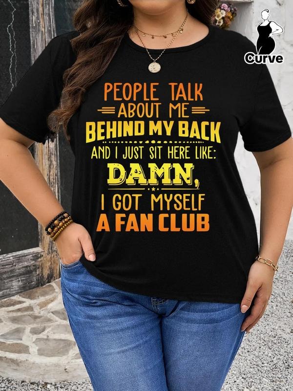 Plus Size Letter Print Drop Shoulder Casual Crew Neck - Adult & Kids T-Shirts, Sweatshirts & Hoodies apparel design preview 1