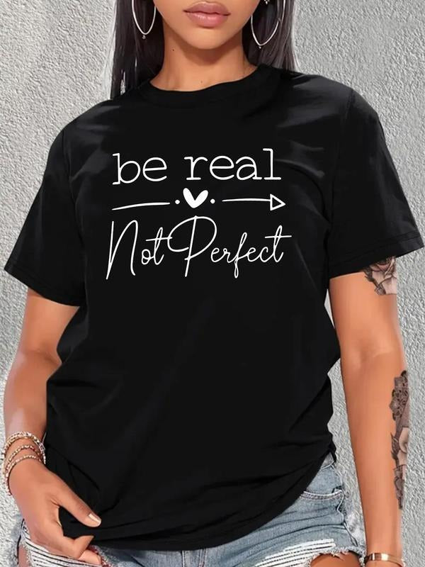 Plus Size Letter Print Round Neck Casual Crew Short - Adult & Kids T-Shirts, Sweatshirts & Hoodies apparel design preview 1