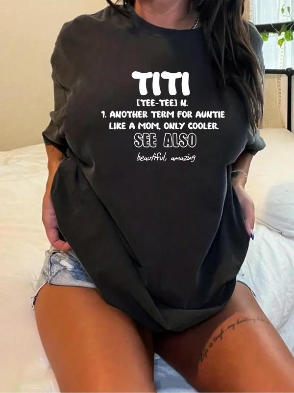 Plus Size Letter Print Round Neck Casual Short Sleeve - Adult & Kids T-Shirts, Sweatshirts & Hoodies apparel design preview 1