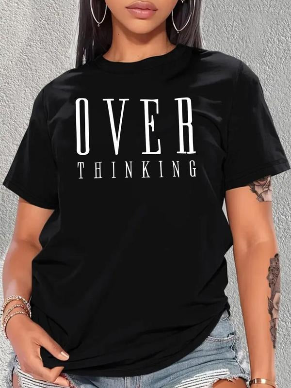 Plus Size Letter Print Round Neck Casual Short Sleeve - Adult & Kids T-Shirts, Sweatshirts & Hoodies apparel design preview 1