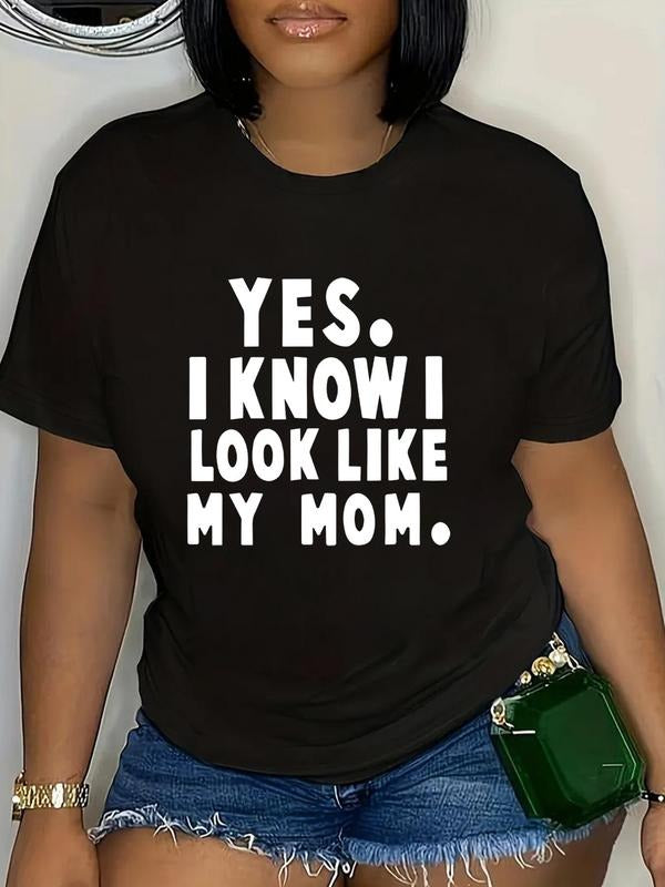 Plus Size Letter Print Round Neck Casual Short Sleeve - Adult & Kids T-Shirts, Sweatshirts & Hoodies apparel design preview 1