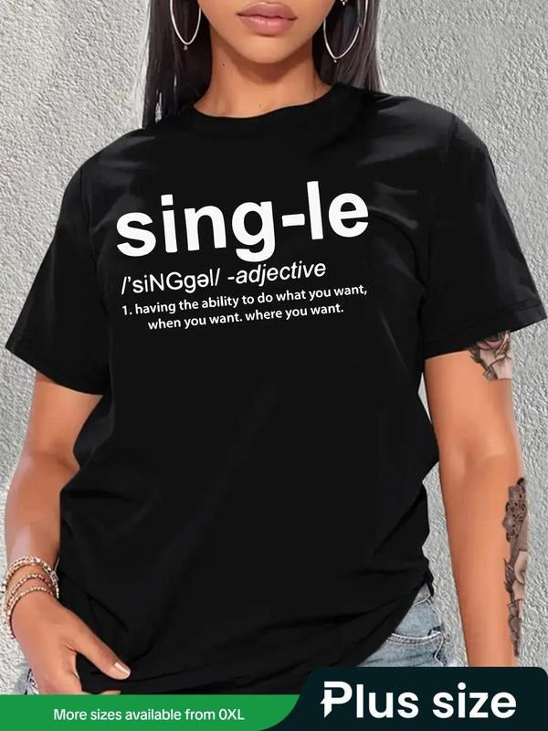 Plus Size Letter Print Round Neck Casual Crew Short - Adult & Kids T-Shirts, Sweatshirts & Hoodies apparel design preview 1