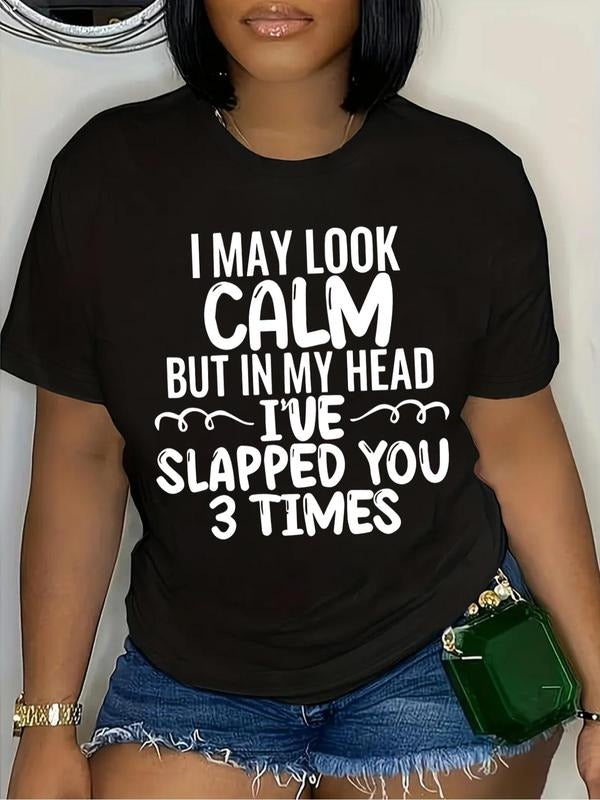 Plus Size Letter Print Round Neck Casual Crew Daily - Adult & Kids T-Shirts, Sweatshirts & Hoodies apparel design preview 1