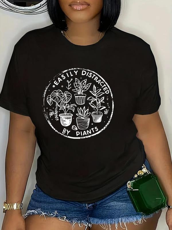 Plus Size Plants Letter Print Round Neck Casual Short - Adult & Kids T-Shirts, Sweatshirts & Hoodies apparel design preview 1